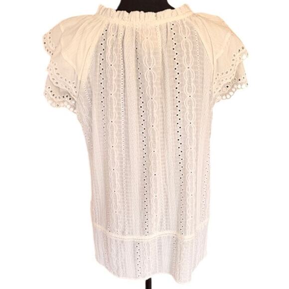Knox Rose White Eyelet Peasant Top Size Large NWT - Picture 2 of 5